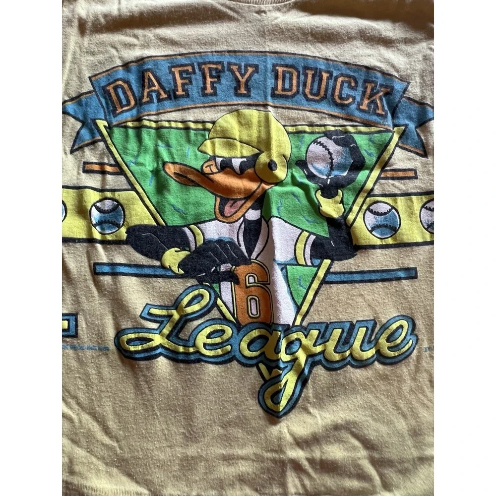 Vintage 1989 Looney‎ Tunes Daffy Duck Shirt Kids Size Med Made In USA Baseball